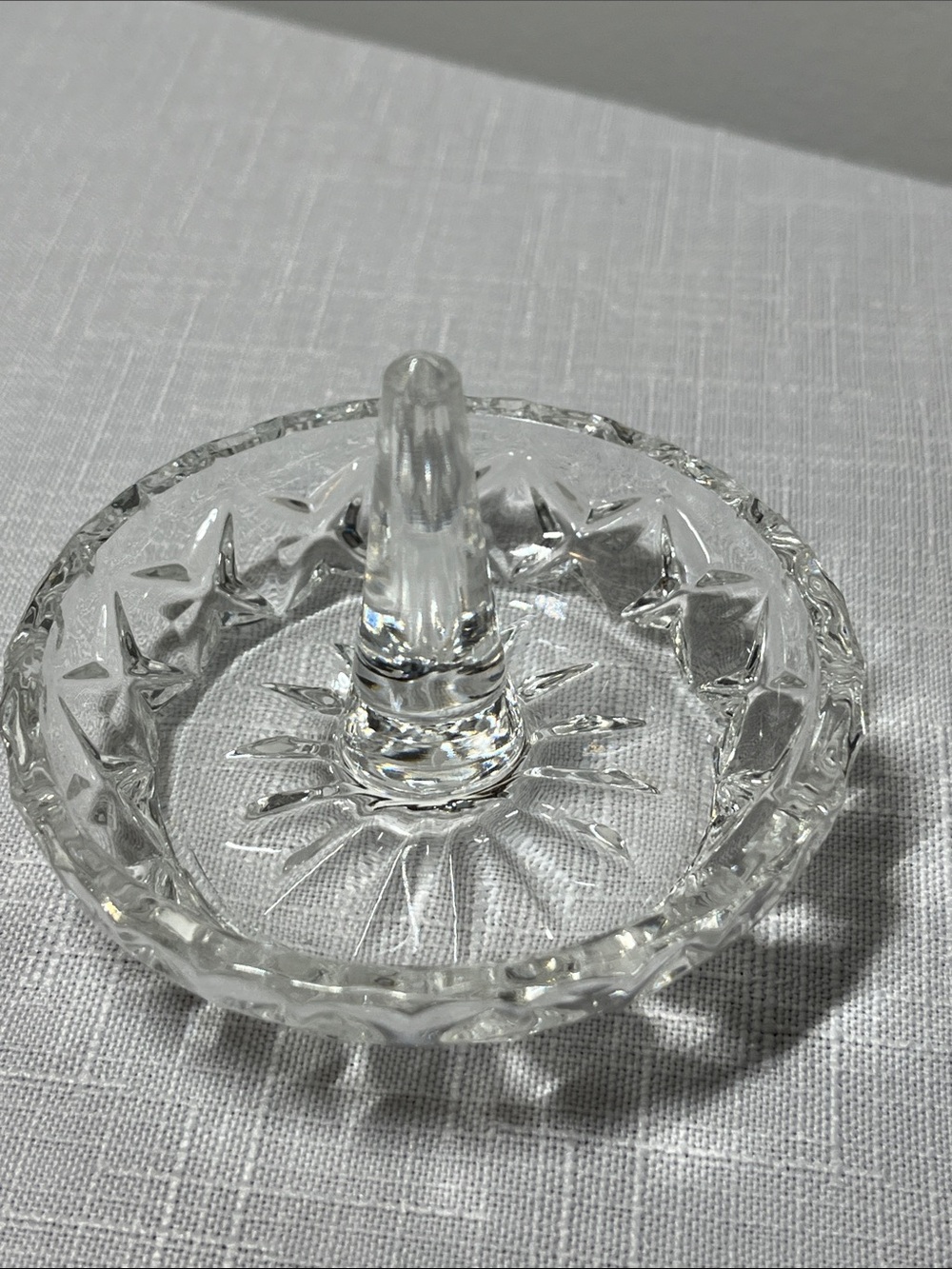 Crystal Ring Holder Dish - Clear Glass. Vintage